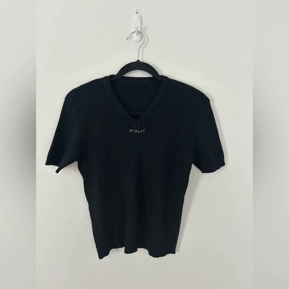 Sisley Italy ribbed shirtsleeve  neck shirt